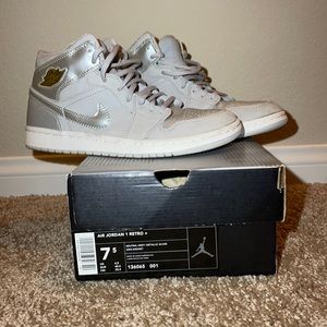 Air Jordan 1 Retro +. Neutral Gray/Metallic Silver. Size 7.5. Released in 2001.
